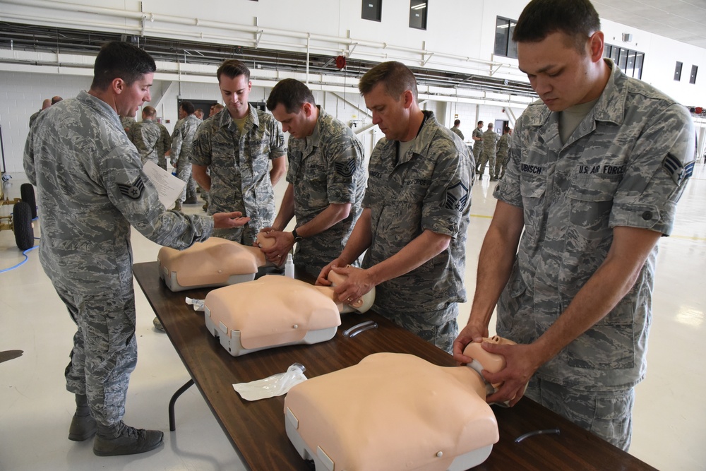 119th Wing conducts self-aid and buddy care training during unit training assembly