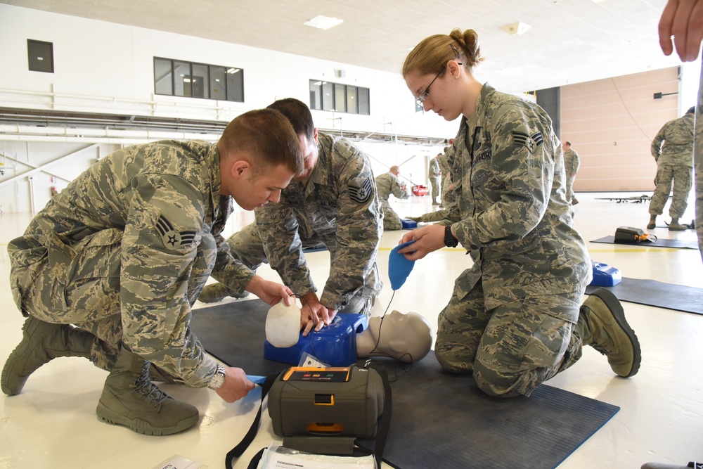 119th Wing conducts self-aid and buddy care training during unit training assembly