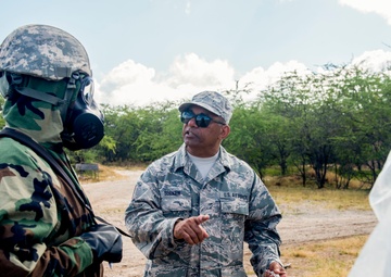 147th emergency management members train active duty counterparts in CBRNE exercises at Hickam AFB