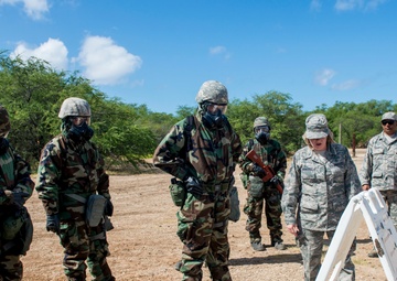147th emergency management members train active duty counterparts in CBRNE exercises at Hickam AFB