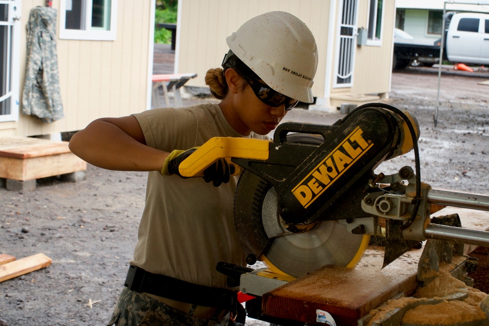 230th Vertical Engineer Company continue constructing micro shelters in Pahoa