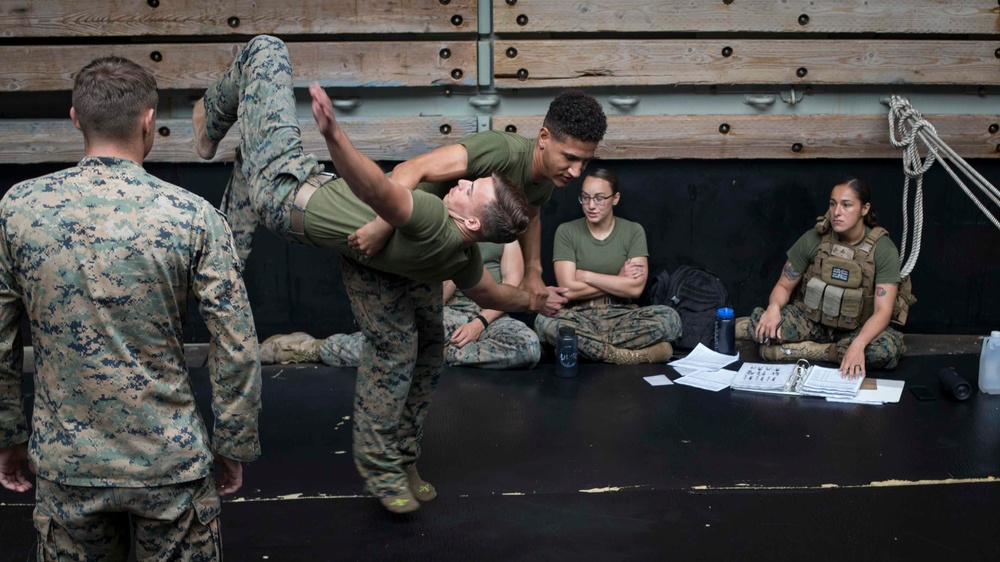 Marines are tested out for their next belt level