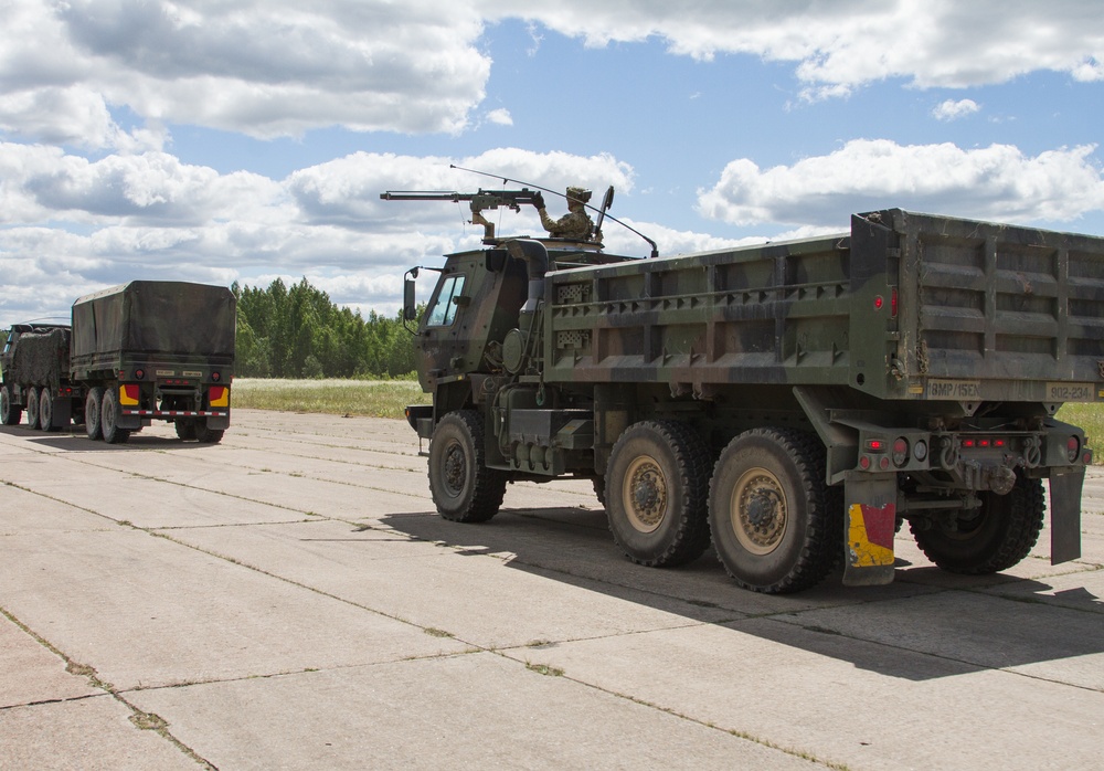 An Engineer Construction Company provides convoy security in FMTVs
