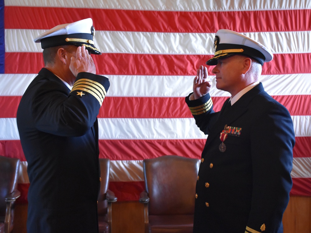 Commander Charles Sauls Prepares To Be Piped Ashore