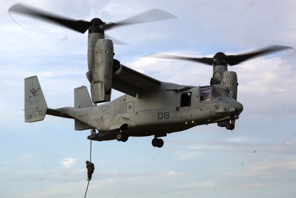 75 feet of flight line: 1st Battalion, 6th Marines Practice Fast-roping Operations