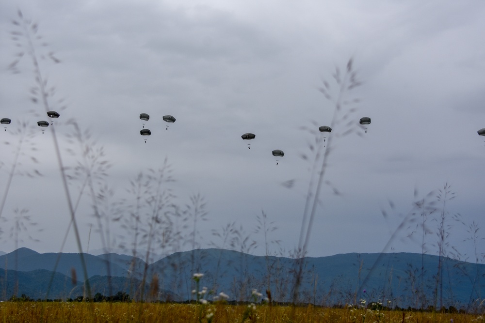 Raining Paratroopers on a Grassy Field
