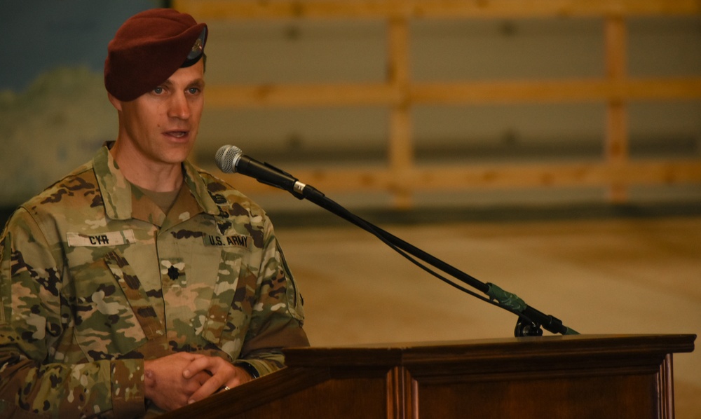 Outgoing 1-143 IR Battalion Commander Lt. Col. Kurt Cyr Addresses His Sky Soldiers