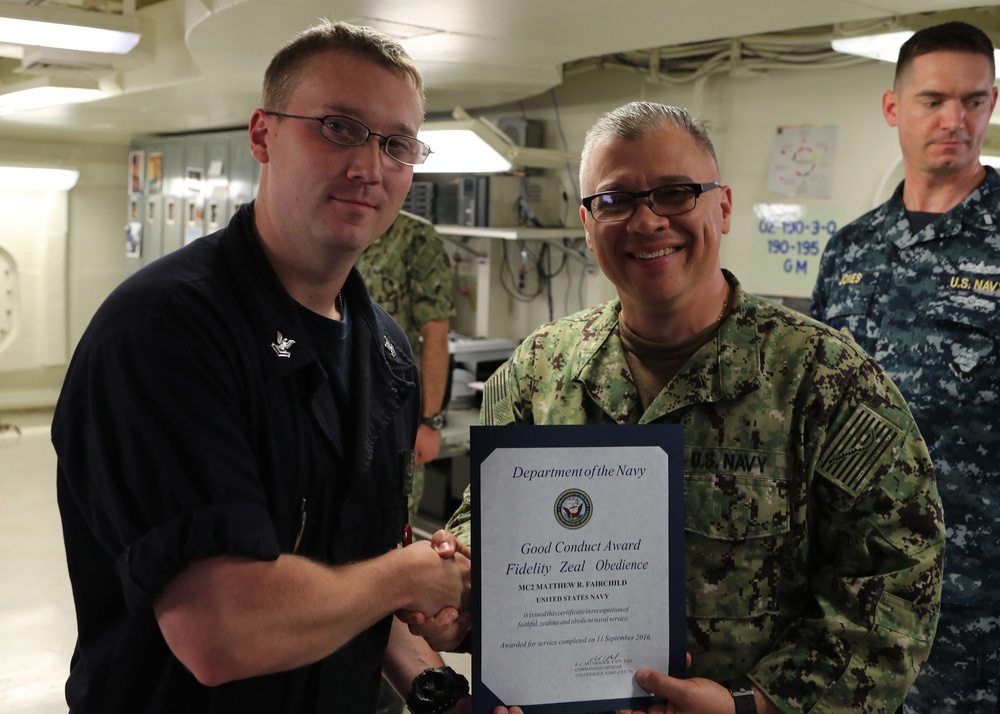 Good Conduct Award Ceremony on USS Gerald R. Ford (CVN 78)