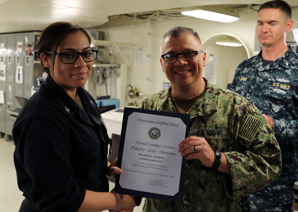 Good Conduct Award Ceremony on USS Gerald R. Ford (CVN 78)