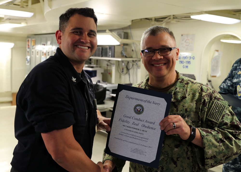 Good Conduct Award Ceremony on USS Gerald R. Ford (CVN 78)