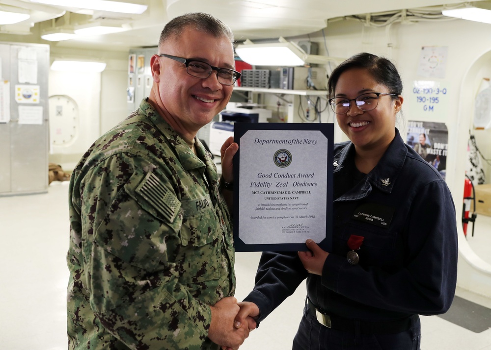 Good Conduct Award Ceremony on USS Gerald R. Ford (CVN 78)