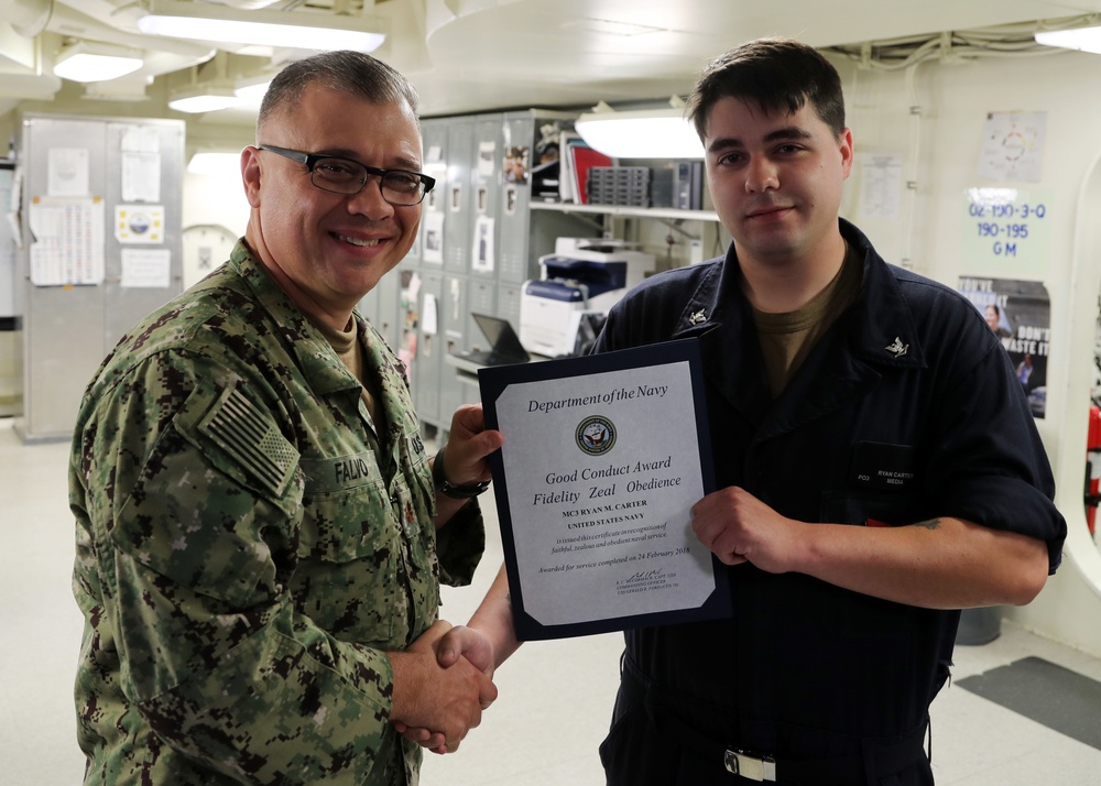 Good Conduct Award Ceremony on USS Gerald R. Ford (CVN 78)