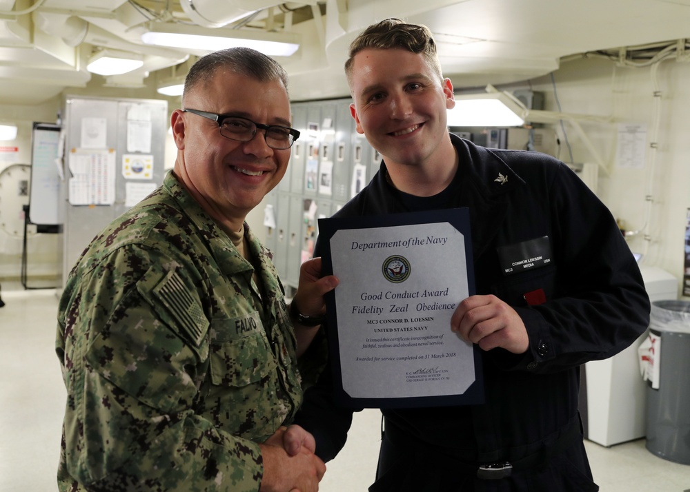 Good Conduct Award Ceremony on USS Gerald R. Ford (CVN 78)