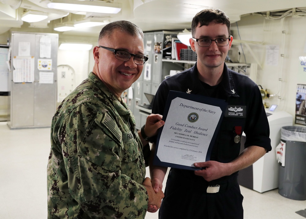 Good Conduct Award Ceremony on USS Gerald R. Ford (CVN 78)