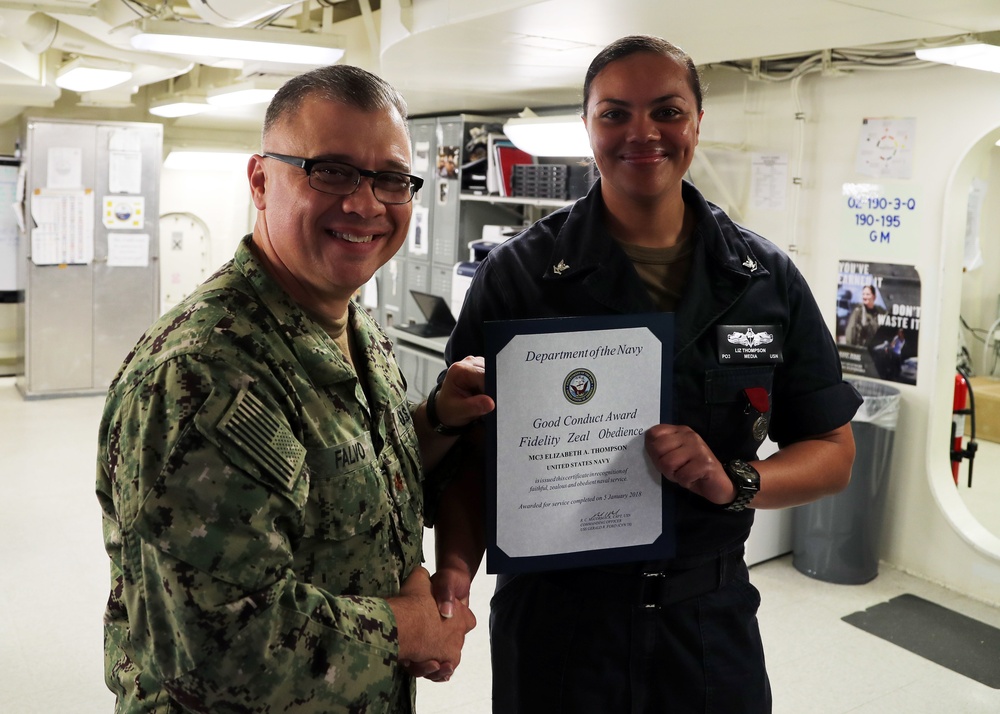 Good Conduct Award Ceremony on USS Gerald R. Ford (CVN 78)