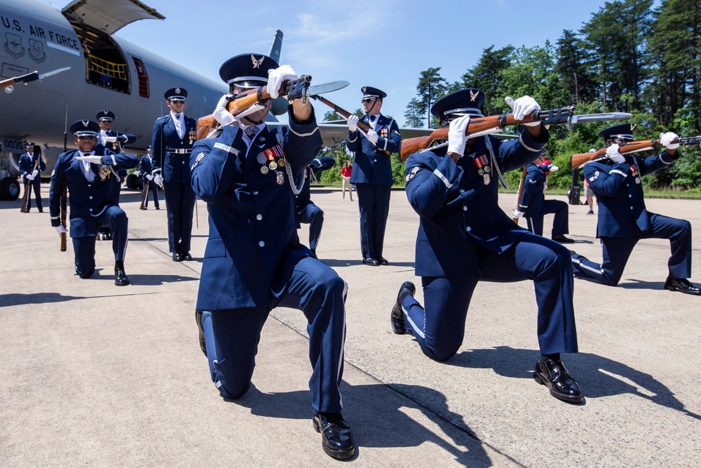 U.S. Air Force Honor Guard Drill Team performs at Udvar-Hazy Center