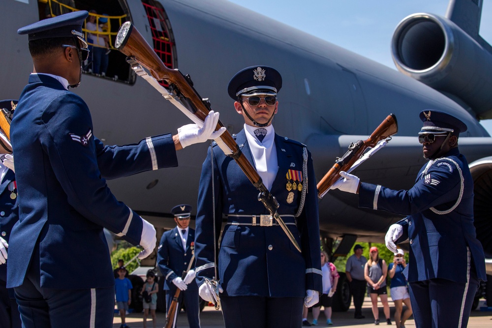 U.S. Air Force Honor Guard Drill Team performs at Udvar-Hazy Center