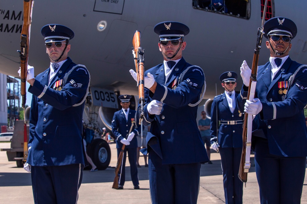 U.S. Air Force Honor Guard Drill Team performs at Udvar-Hazy Center