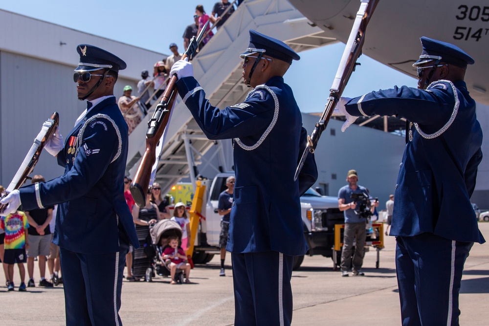 U.S. Air Force Honor Guard Drill Team performs at Udvar-Hazy Center