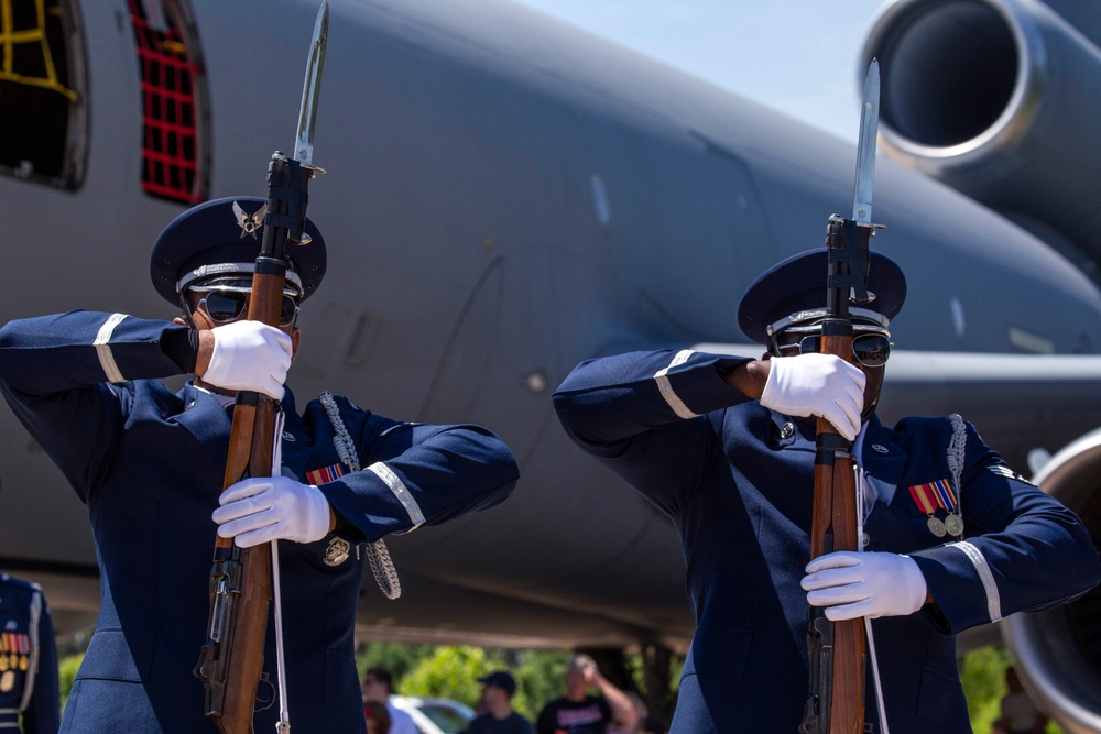 U.S. Air Force Honor Guard Drill Team performs at Udvar-Hazy Center