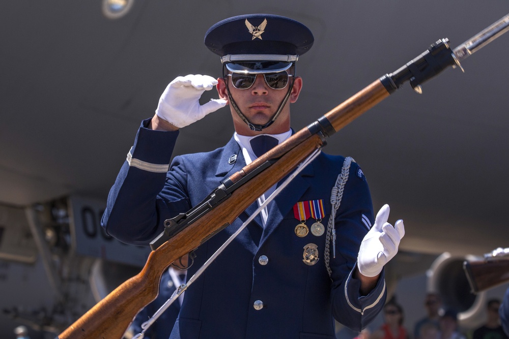 U.S. Air Force Honor Guard Drill Team performs at Udvar-Hazy Center