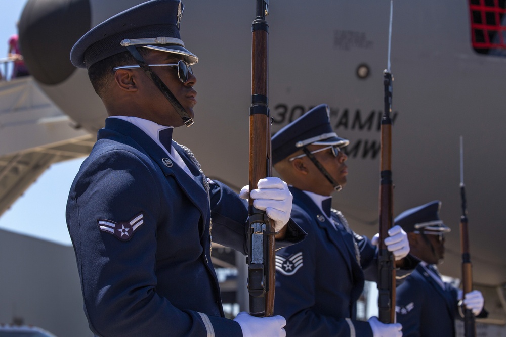 U.S. Air Force Honor Guard Drill Team performs at Udvar-Hazy Center