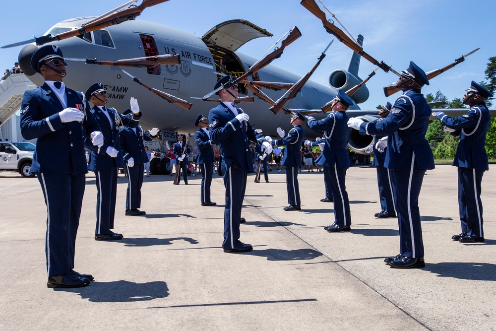 U.S. Air Force Honor Guard Drill Team performs at Udvar-Hazy Center