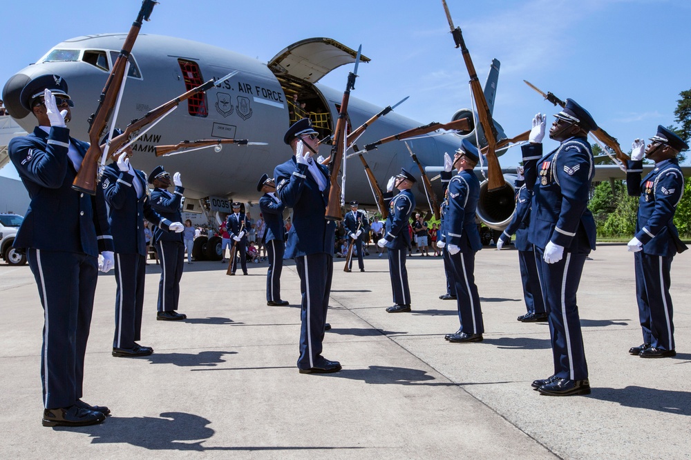 U.S. Air Force Honor Guard Drill Team performs at Udvar-Hazy Center