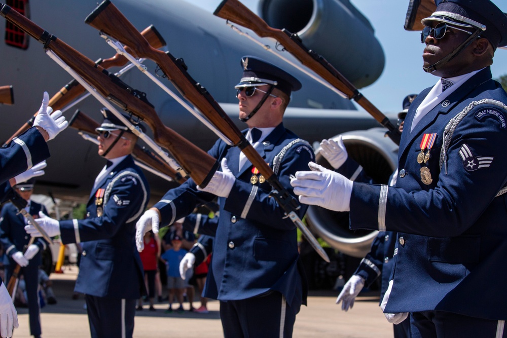 U.S. Air Force Honor Guard Drill Team performs at Udvar-Hazy Center