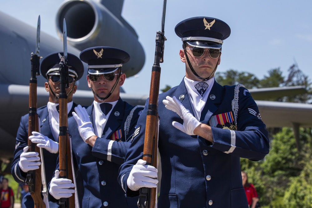 U.S. Air Force Honor Guard Drill Team performs at Udvar-Hazy Center