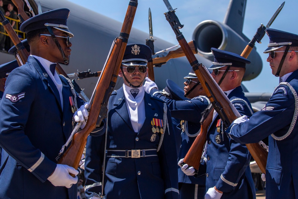 U.S. Air Force Honor Guard Drill Team performs at Udvar-Hazy Center