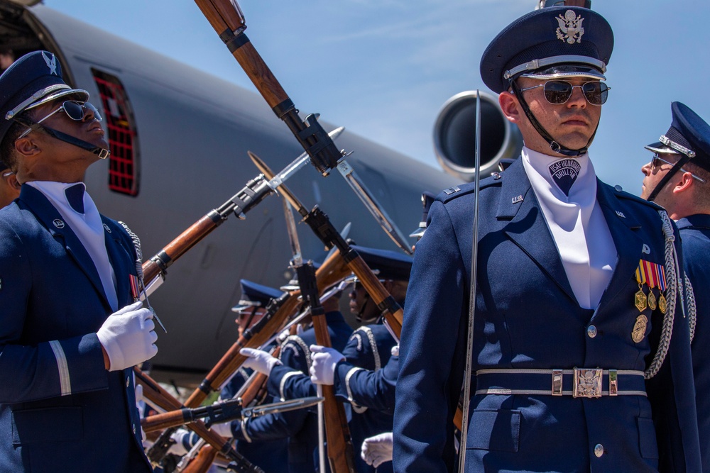 U.S. Air Force Honor Guard Drill Team performs at Udvar-Hazy Center