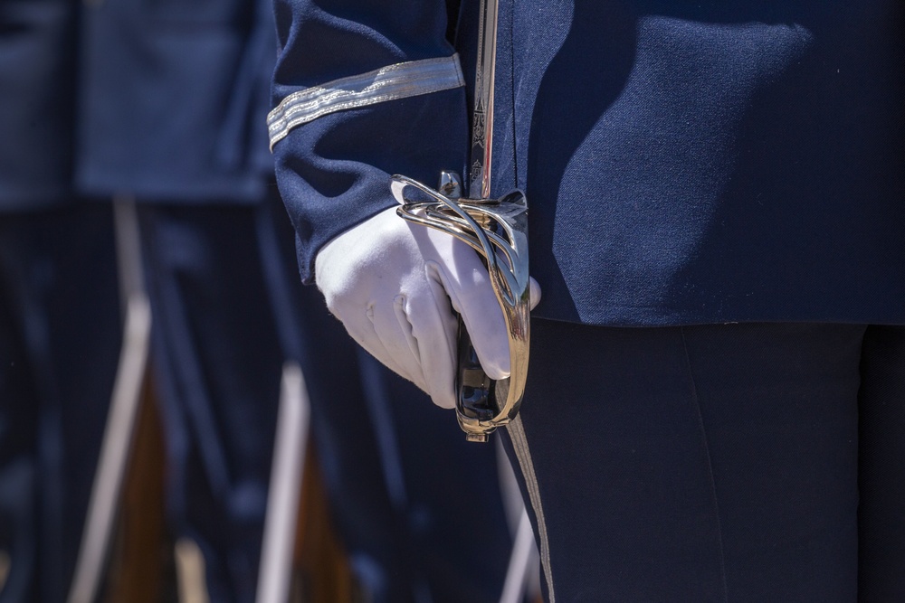 U.S. Air Force Honor Guard Drill Team performs at Udvar-Hazy Center