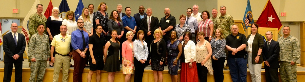 Members of the Greater Northeast Philadelphia Chamber of Commerce pose with Defense Logistics Agency Troop Support senior leaders during the chamber's visit to the Philadelphia location June 18.