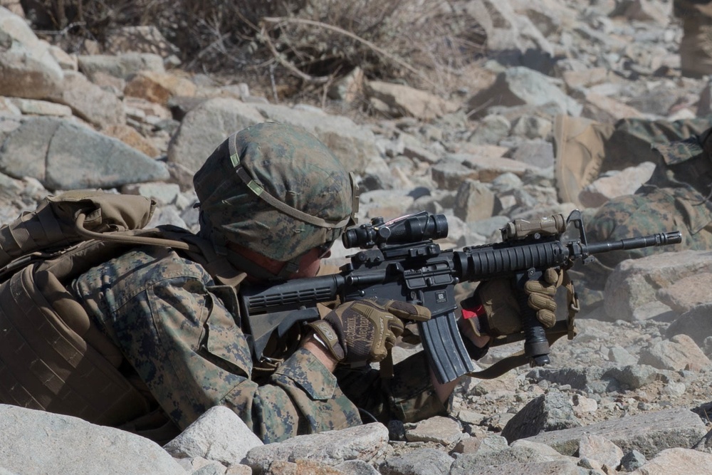 MAGTF-23 Marines train on Range 410A, a platoon reinforced attack range, during ITX 4-18