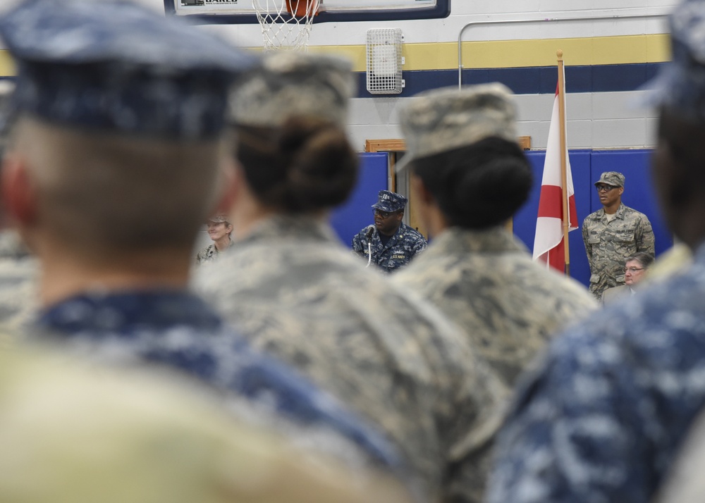 Lt. Ike Akanu gives remarks at closing ceremony