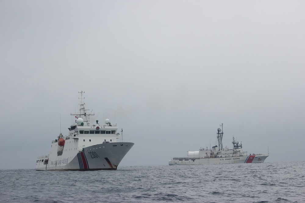 USCGC Alex Haley transfers detained fishing vessel to PRC Coast Guard in Sea of Japan