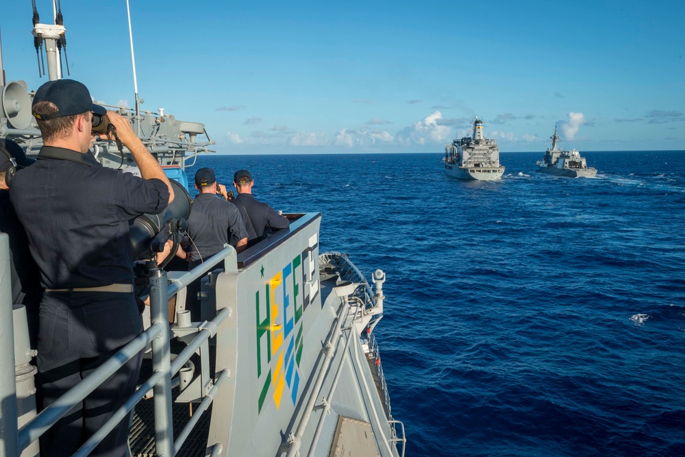 USS Chancellorsville Conducts Multi-Ship Replenishment-at-Sea