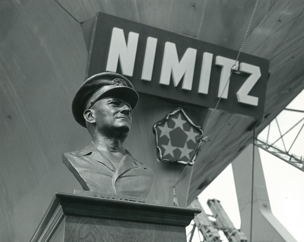 A bust of Adm. Nimitz