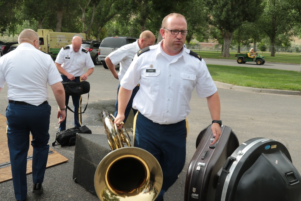 67th Army Band prepares for performance.