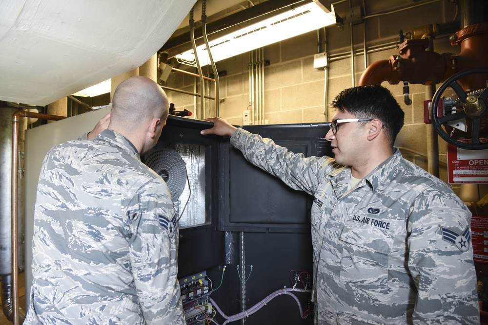 Heating, ventilation, air conditioning, and refrigeration Airmen maintain heating and cooling on base
