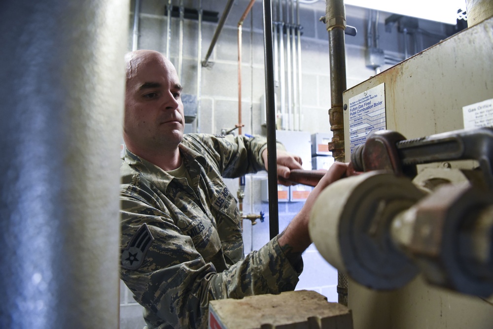 Heating, ventilation, air conditioning, and refrigeration Airmen maintain heating and cooling on base