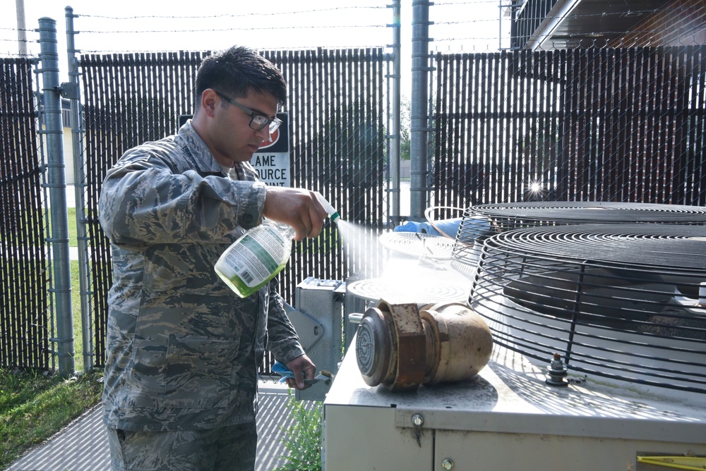 Heating, ventilation, air conditioning, and refrigeration Airmen maintain heating and cooling on base