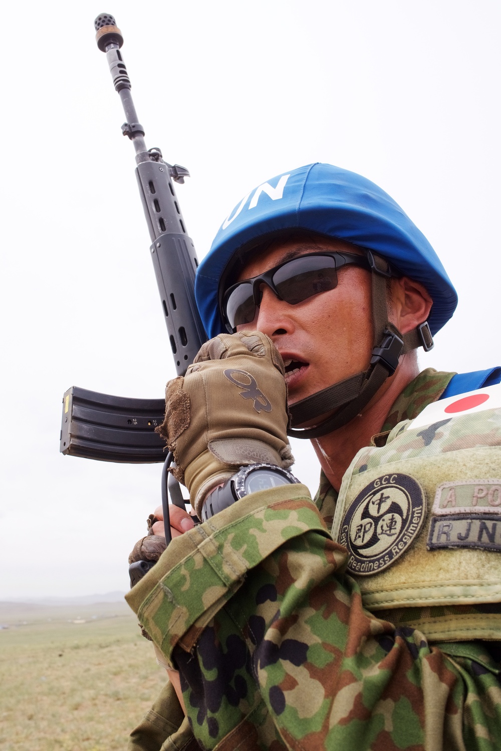 Japan Ground Self-Defense Force soldiers train for UN patrolling in Mongolia