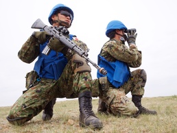 Japan Ground Self-Defense Force soldiers train for UN patrolling in Mongolia