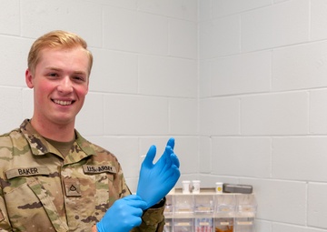 Pfc. Baker readies for the work ahead