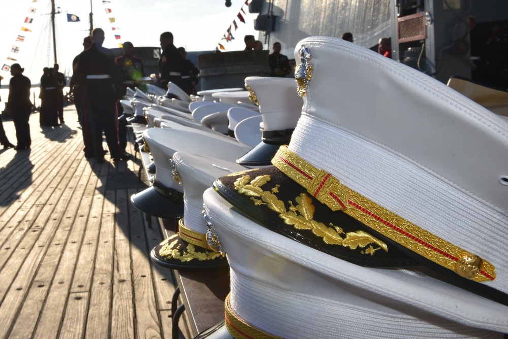 Hat Check Table aboard USS Wisconsin