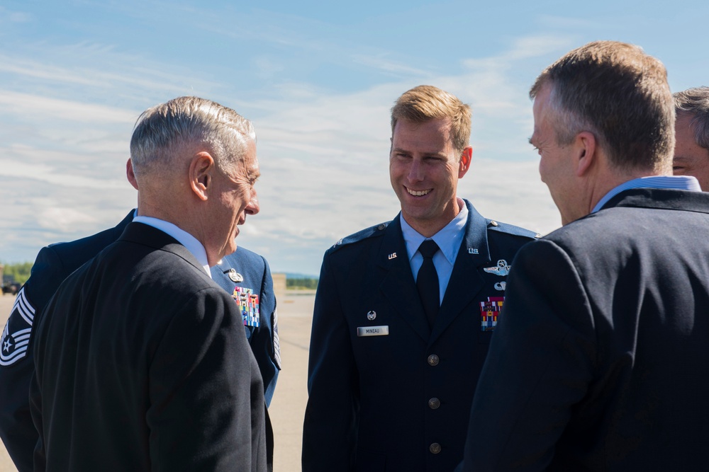 Defense Secretary James N. Mattis Holds Press Conference at Eielson