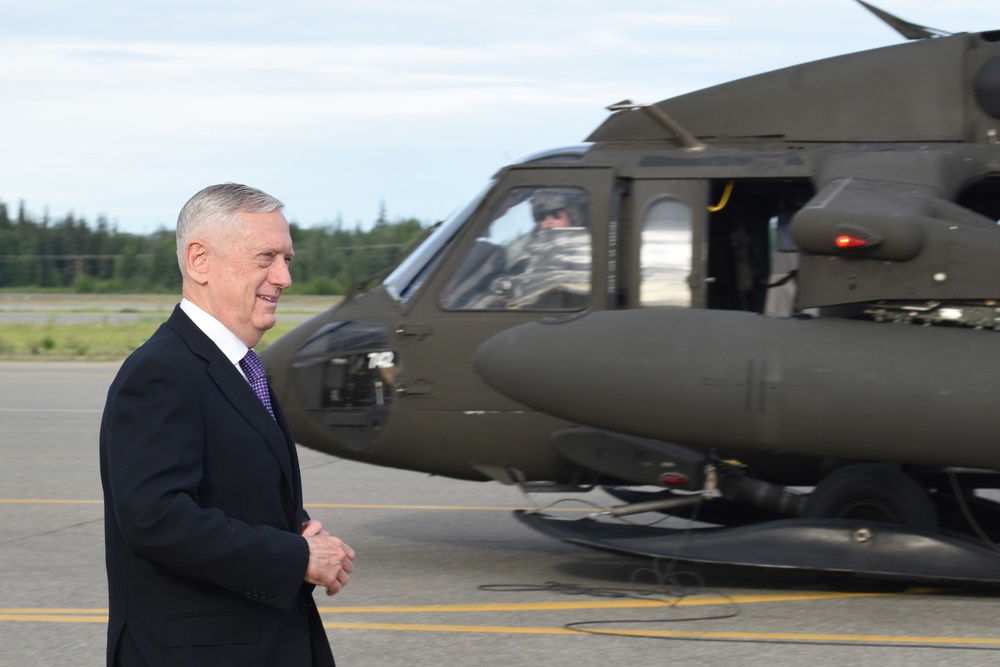 Defense Secretary James N. Mattis Holds Press Conference at Eielson
