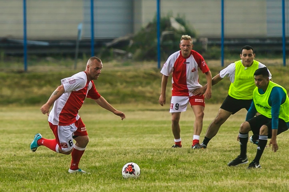 Oak Hill Sailors, 26th MEU Marines kick it with Polish Navy during soccer match